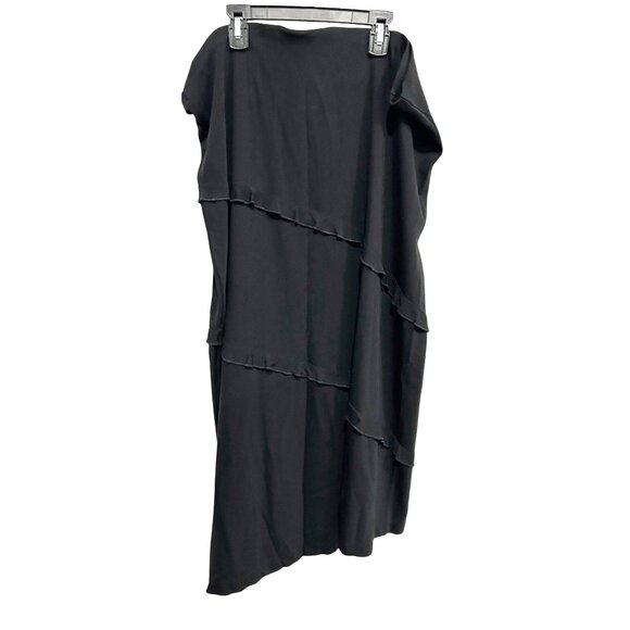 Edit Womens Black Layered Maxi Skirt Ruffle Detail Sz 2X - Picture 1 of 8